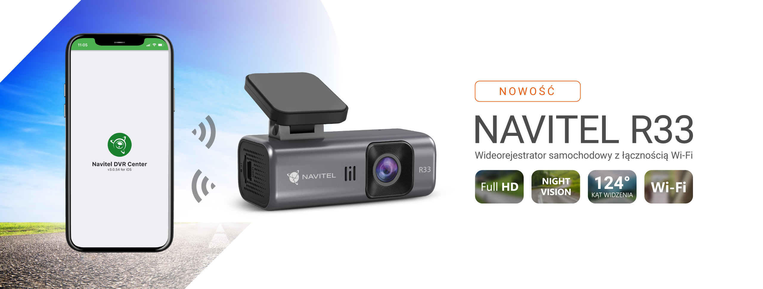 NAVITEL R33 – minimalistyczna kamera samochodowa z łącznością Wi-Fi