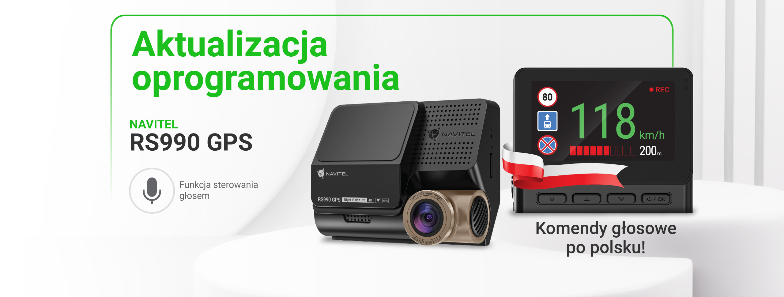 Przełomowa funkcja komend głosowych w języku polskim dostępna w wideorejestratorze NAVITEL RS990 GPS